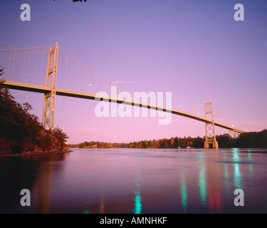 Brücke nach USA, 1.000 Inseln St.Lawrence River, Ontario, Kanada Stockfoto