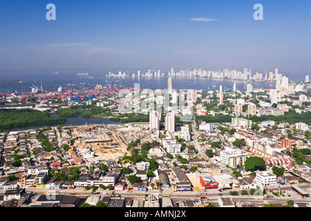 Blick auf Cartagena von Convento De La Popa, Cartagena, Kolumbien Stockfoto