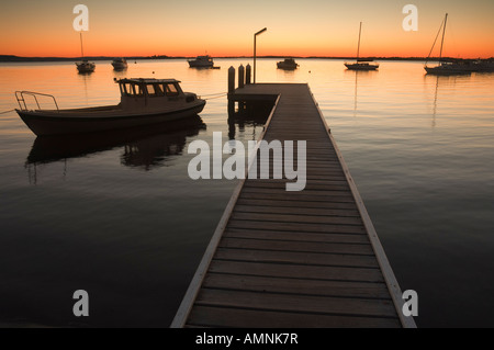 Boote und Dock, Lake Macquarie, New South Wales, Australien Stockfoto