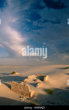 Stein, Ruinen und Sanddünen, Boulderbaai, Westküste Nat. PK, Nordkap, Südafrika Stockfoto