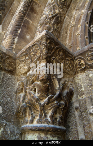 Romanische Kirche von Santa Eugenia de Berga. Osona Bezirk. Provinz Barcelona. Spanien Stockfoto