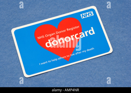 NHS-Donorcard Stockfoto