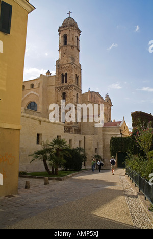 dh Duomo di San Nicola SASSARI Sardinien Tower zu Fuß Kathedrale Kirchturm Stockfoto