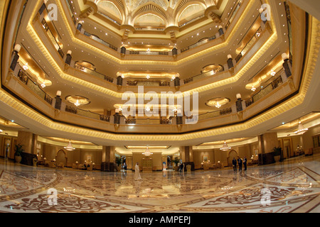 Lobby-Bereich des Emirates Palace, Abu Dhabi, Vereinigte Arabische Emirate Stockfoto