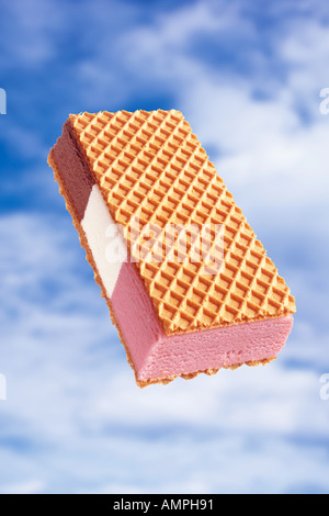 Eis in der Waffel, Nahaufnahme Stockfoto