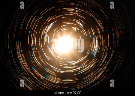 Fibre optic Lampen, abstrakte mehrfarbig auf schwarzem Hintergrund Stockfoto