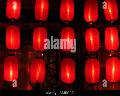 Rote Laternen außerhalb Restaurant Chengdu Sichuan Zentralchina Stockfoto