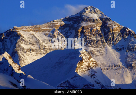 Sun Set Mount Everest Nordwand Himalaya Tibet Stockfoto