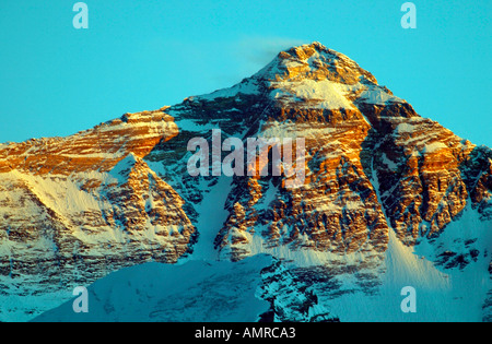 Sun Set Mount Everest Nordwand Himalaya Tibet Stockfoto