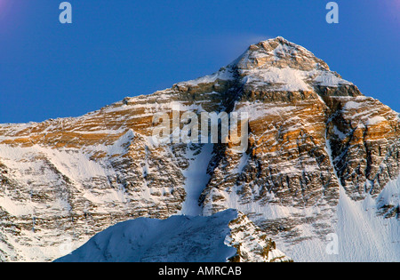 Sun Set Mount Everest Nordwand Himalaya Tibet Stockfoto