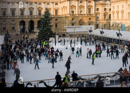 Weihnachten-Ice Rink - Somerset House - London Stockfoto