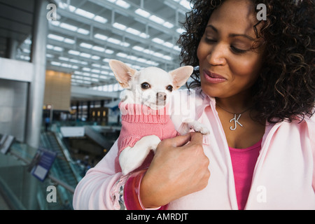 Afrikanerin Betrieb kleiner Hund Stockfoto