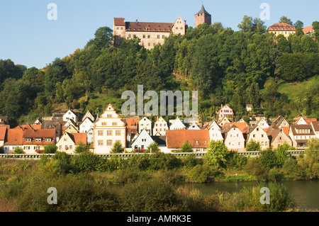 Rothenfels bin Main Kreis Main Spessart Unterfranken Bayern Deutschland Mit der Burg Rothenfels Rothenfels auf dem Main Stockfoto