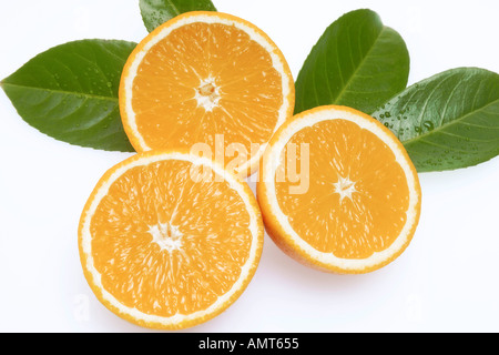Frische orange Hälften, close-up Stockfoto