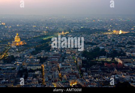 Nacht Blick auf Paris vom Tour de Montparnasse entfernt Stockfoto