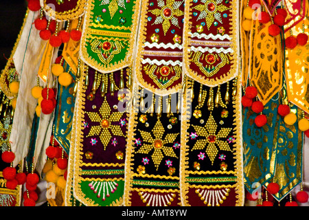 Closeup Details der Krieger Tänzerin Kostüm Ubud Palast Bali Indonesien Stockfoto