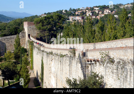 Die alten Mauern um die Stadt Girona, Katalonien, Spanien Stockfoto