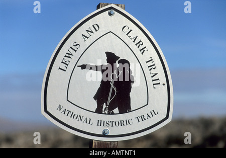 Trail-Marker der Lewis und Clark National Historic Trail, Montana, USA Stockfoto