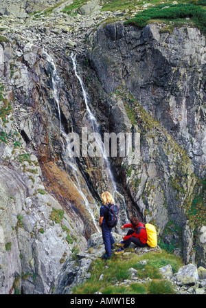 Kletterer am Warerfall in Mala Zmrzla Dolina hohe Tatra Slowakei Stockfoto