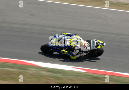 Valentino Rossi des Fiat Yamaha Teams. Moto GP-Weltmeister. Katalanische Moto GP 2007 Stockfoto