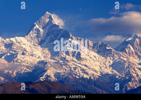 Macchapucchre der Fishtail Berg Teil des Bereichs Annapurna im Himalaya von Pokhara Nepal gesehen Stockfoto