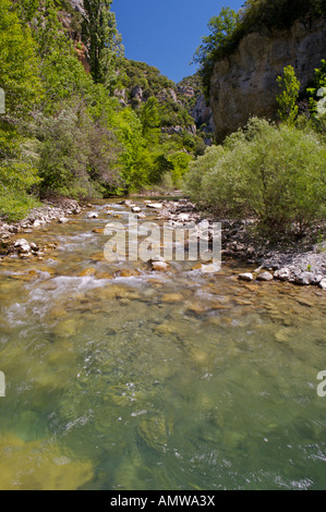 Rio-g in der Schlucht, Foz de Binies, Valle de Anso, Huesca, Jacetania, Aragon, Spanien, Europa. Stockfoto