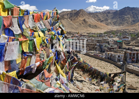 Blick über das historische Zentrum von Leh, Ladakh, Jammu und Kaschmir, Indien Stockfoto