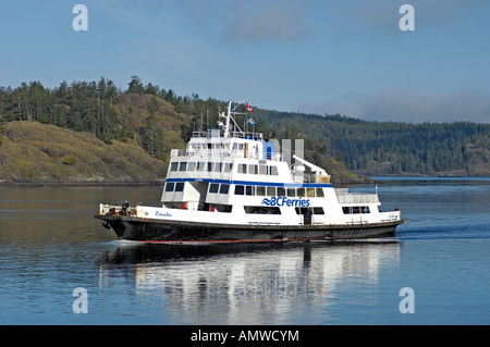 Die 'Tenaka' BC Fähre Schiff nähert sich der Heriot Bay Ferry Terminal auf Quadra Island BC Stockfoto