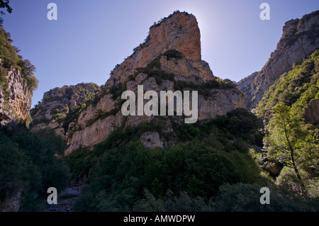Schlucht, Foz de Binies und Rio g im Valle de Anso, Huesca, Aragon, Spanien, Europa. Stockfoto