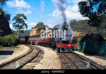 Dampf-Zug-Spritztour, Lithgow, New-South.Wales, Australien Stockfoto