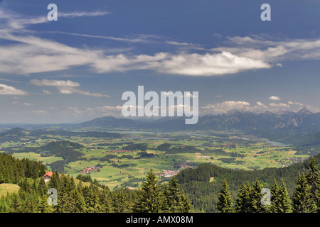 Blick vom Alpspitz-Gipfel, Nesselwang, Allgäu, Bayern, Deutschland Stockfoto