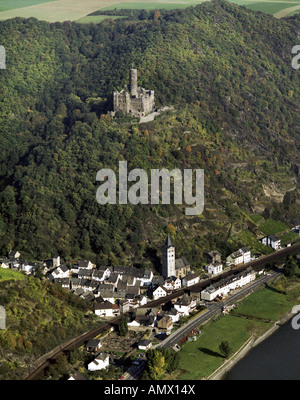 Wellmich und Burg Maus, Maus Burg, Deutschland, Rheinland-Pfalz, St. Goarshausen Stockfoto