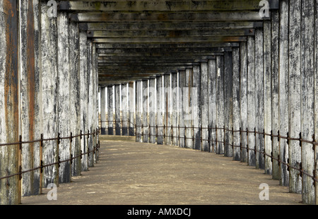 Unter Struktur von Whitby Pier Nord Yorkshire UK Stockfoto