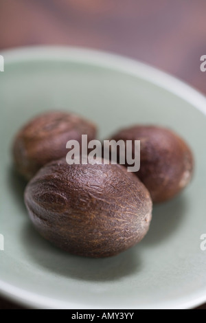 Nahaufnahme der Muskatnuss Stockfoto
