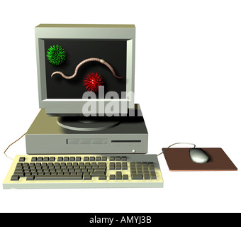 Gefahr der Infektion durch einen Computervirus im internet Stockfoto