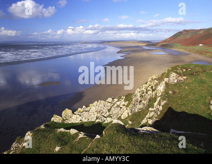 Rhossili Bucht auf der Halbinsel Gower, ein Gebiet von außergewöhnlicher natürlicher Schönheit in Süd-Wales Stockfoto