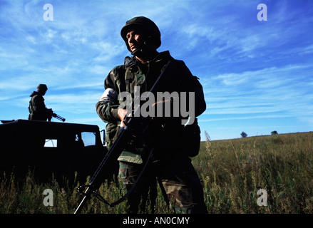 Amerikanische Soldaten während "Peacekeeper 94" eine gemeinsame russische amerikanische militärische Übung in Tozkoje, Russland Stockfoto