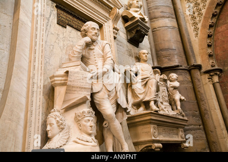 UK London Westminster Abbey südlichen Querschiff Dichter Ecke William Shakespeare-Denkmal Stockfoto