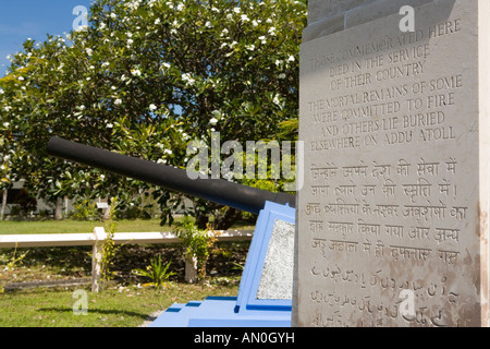 Malediven Addu Atoll Gan Kriegerdenkmal am ehemaligen RAF und Marinestützpunkt Stockfoto