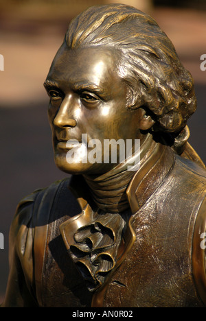 Colonial Williamsburg Virginia va Thomas Jefferson Statue Porträt Stockfoto