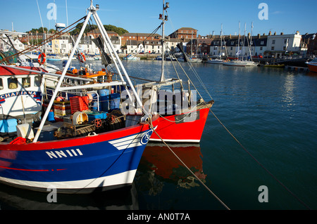 Angelboote/Fischerboote im Hafen von Weymouth Dorset England UK Stockfoto