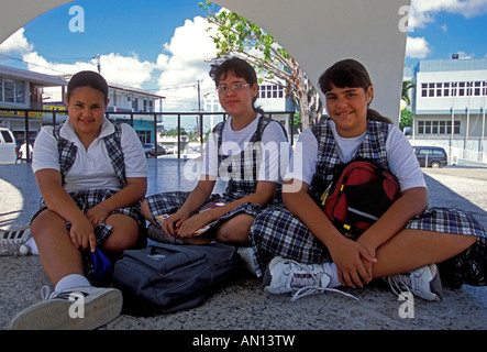 3, 3, Puerto Ricaner, Puerto Rican Girls, Teens, junge Mädchen, Teenager, s Puerto Rican Schüler, Studenten, Moca, Puerto Rico, West Indies Stockfoto