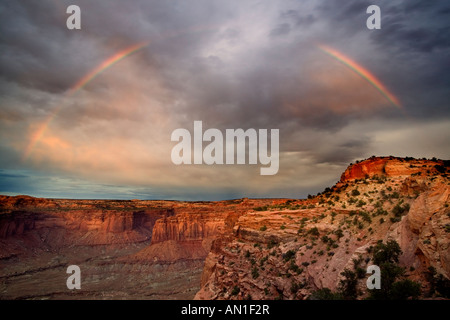 Regenbogen über den Canyonlands National Park, Utah Stockfoto