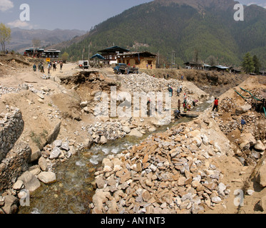 Bhutan Haa Brückenbau im oberen Tal Stockfoto