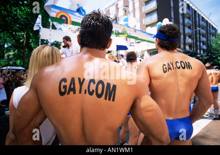England, London, jährliche Pride Festival Parade, Gay Bodybuilder Stockfoto