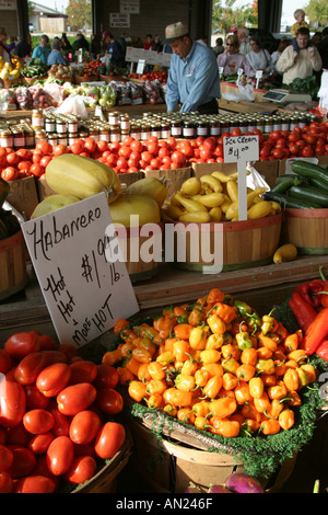 Raleigh North Carolina, State Farmers Market, Produkte, Obst, Gemüse, Gemüse, Lebensmittel, Verkäufer Händler Stände Stand Markt Markt, Tradition, mar Stockfoto