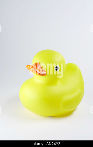 Gelbe Ente auf weißem Hintergrund Stockfoto