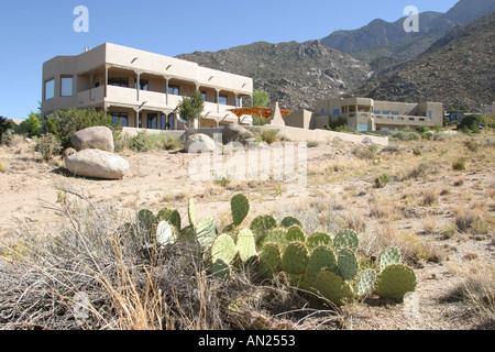 Albuquerque New Mexico, Sandia Heights, hohe Wüste, adobe-Stil, Haus, Residenz, Haus Haus Häuser Häuser Wohnsitz, Grundstück, Nachbarschaft, Wohn hoch Stockfoto