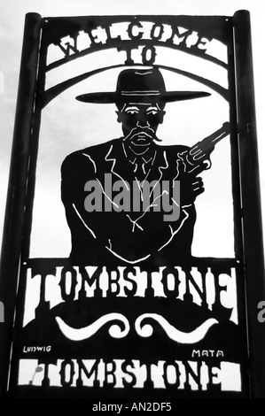 Herzlich Willkommen Sie in Tombstone Zeichen Arizona USA Stockfoto