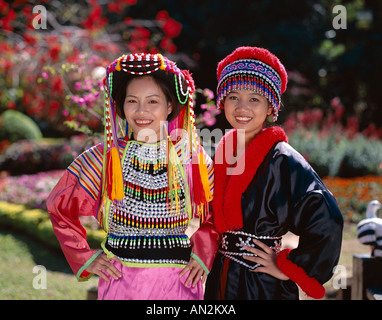 Hill Tribe Menschen / Lisu & Mong Stamm Frauen, Chiang Mai, Goldenes Dreieck, Thailand Stockfoto